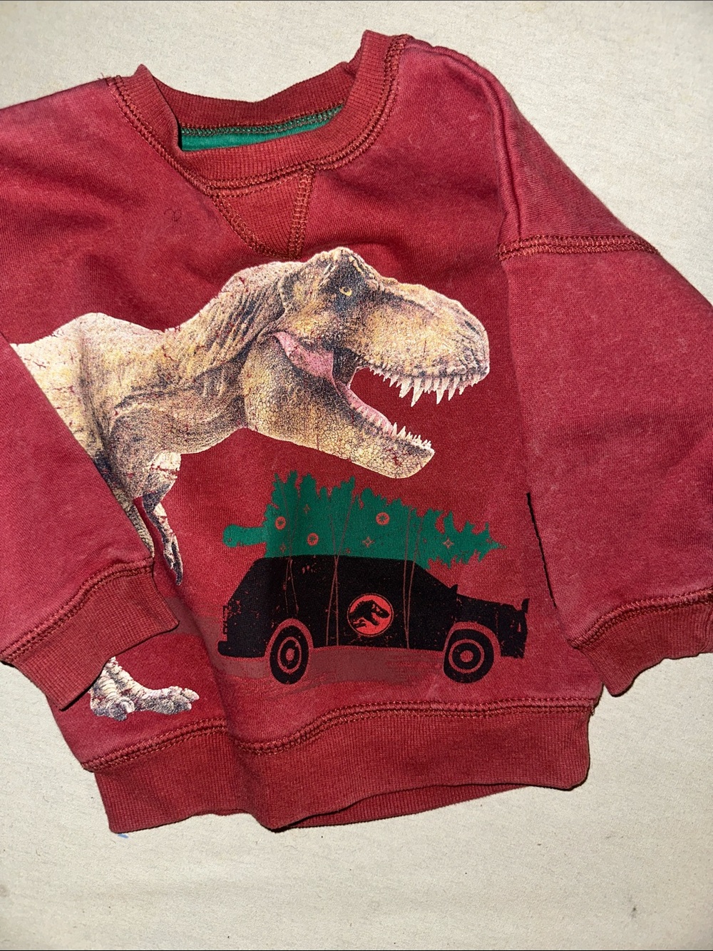 Kids Size 12M Jurassic World Red Dinosaur Graphic Sweatshirt